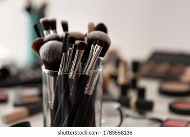 Make up set with brushes and palette of shades - Shutterstock ID 1783558136