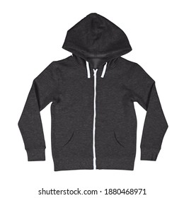 Make A Stylish Photos With Just A Couple Of Clicks, With This Front View Awesome Kid's Hoodie Mock Up In Black Onyx Color With Full Zipper.