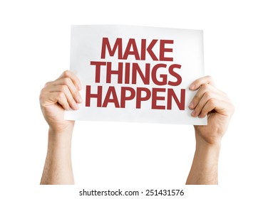 Make Things Happen card isolated on white background