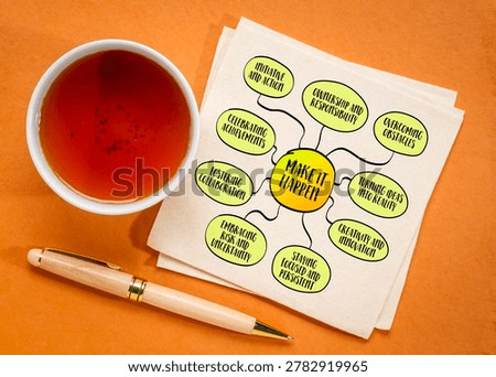 Make things happen concept embodies the proactive attitude of taking charge of one's life, pursuits, and ambitions, sketch.