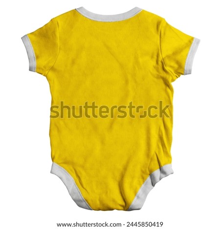 Make your design process quicker and more stunning with this Back View Precious Shortsleeve Baby Bodysuit Clothing Mockup In Golden Kiwi Color.