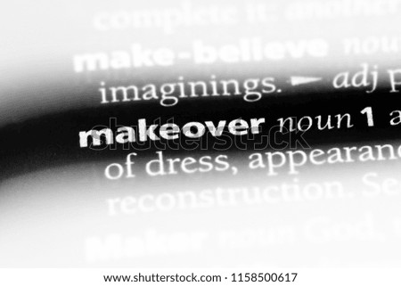 makeover word in a dictionary. makeover concept.