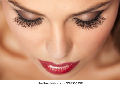 Makeup and artificial eyelashes - Shutterstock ID 328044239