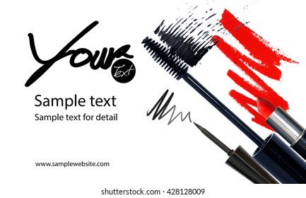 Makeup Artist Business Card Template With Makeup Items Background