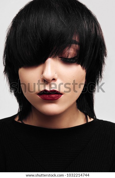 Makeup Beautiful Woman Face Short Hair Stock Photo Edit Now