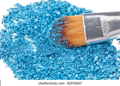 Makeup Brush With Blue Crushed Eye Shadow