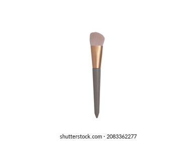 Makeup brush isloated on white. Makeup concept. Top view