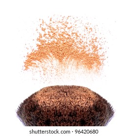 Makeup Brushes And Powder In Motion