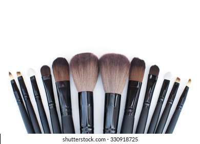 makeup brushes set for professional on white background