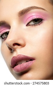 Makeup Closeup With Purple Eye Shadow