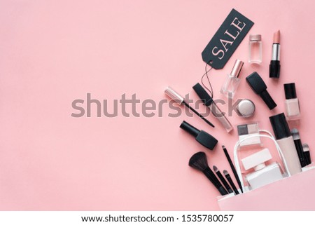 Similar – nail care top view color background