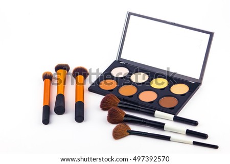 Makeup and Cosmetics / Makeup Palette and tools on a white background / Makeup Palette