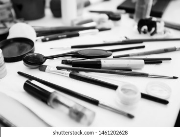 Makeup Cosmetics Spread Out On The Table