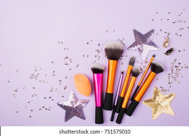 Makeup cosmetics tools background. 