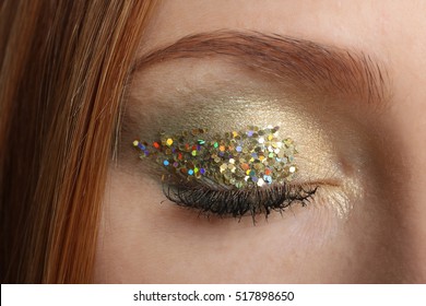 Makeup of a female eye. Close up 