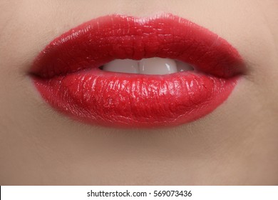 Closeup Beautiful Lips Part Face Young Stock Photo (Edit Now) 1172625724