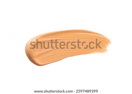 Makeup foundation texture swatch. BB cream, concealer, paint smear isolated on white background. 