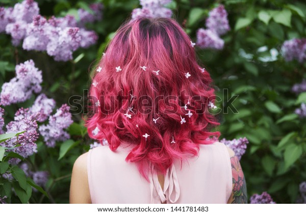 Makeup Hair Coloring Bright Red Pink Stock Photo Edit Now 1441781483