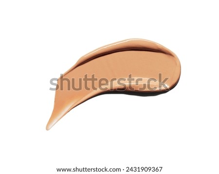 Makeup Liquid foundation smear composition isolated on white background. BB CC Cream Concealer texture. Cosmetic product brush swatch