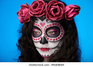 Makeup On Woman Face Mexico Skull Stock Photo 496408069 | Shutterstock