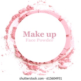 Makeup Powder Banner With Text Isolated On White Background.