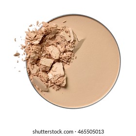 Makeup Powder  For Face Crushed On White Background