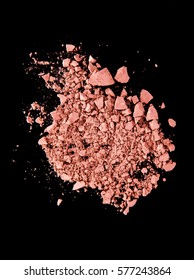 Makeup Products Crashed Peach Orange Eye Shadow Black Isolated Background