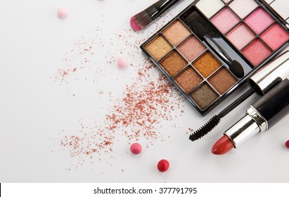 Makeup Products On White Background