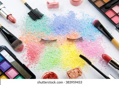 Makeup Products On White Background