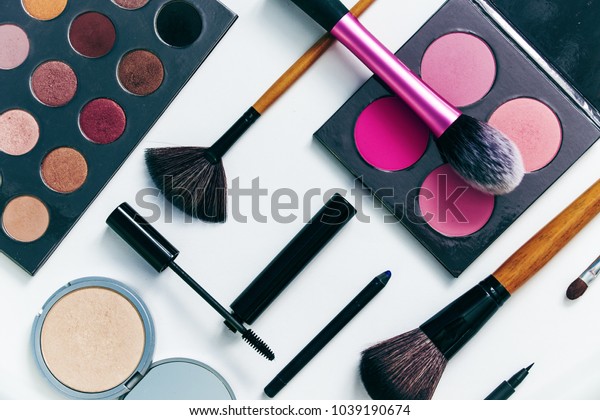 Makeup Products On White Background Set Stock Photo (Edit Now) 1039190674