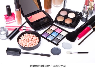 Makeup Set Isolated On White Background Stock Photo 112814923 ...