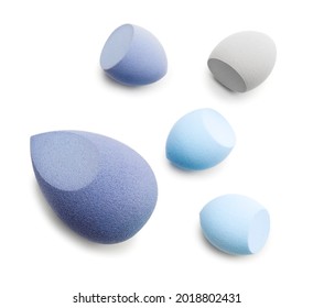 Makeup sponges on white background