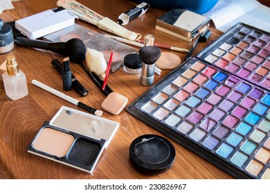 Make-up tools on a wooden table - Powered by Shutterstock