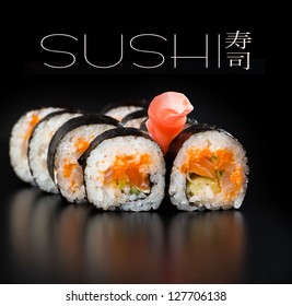 Maki sushi over black background - Powered by Shutterstock