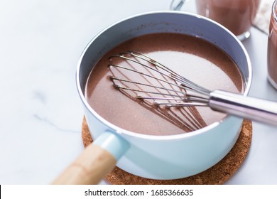 Making Amrican Hot Chocolate In Small Pot.