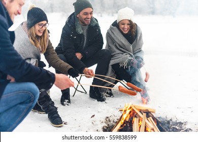 Making a barbecue in winter