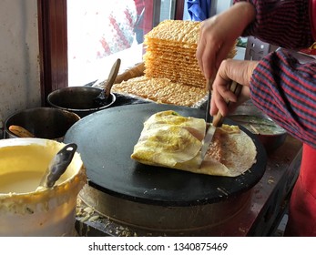 Making Of Chinese Crape Of Jianbing