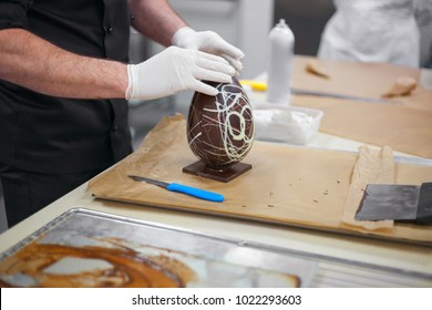 Making Chocolate. Making Chocolate Easter Eggs. Chocolate Factory.