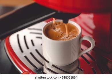 Making coffee with espresso machine