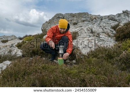 Similar – Foto Bild Junge Frau genießt nordische Landschaft