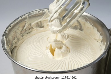 Making Of A Cream For Home-made Cakes On A Mixer