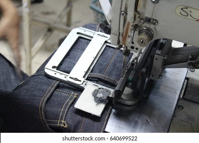 Making Of Denim Jeans Cloth In A Textile Manufacturing Factory