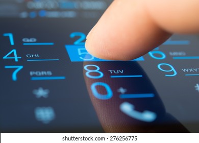 Making a dial on a smartphone, close up
