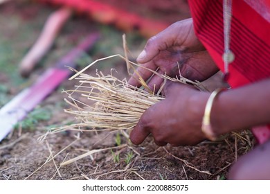 Making Fire By Masai Tribe In Kenya, Africa