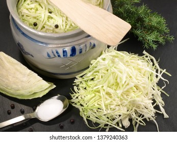 Making Fresh Sauerkraut - Black Background