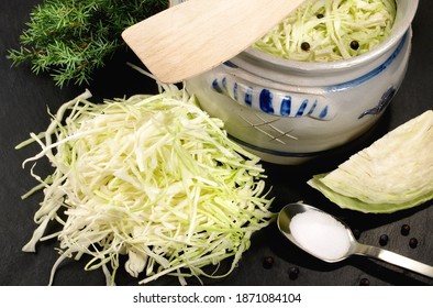 Making Fresh Sauerkraut - Black Background