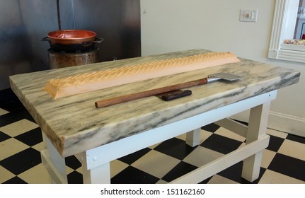 Making Fudge On A Large Marble Slab