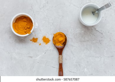 Making Golden Turmeric Milk In Kitchen 