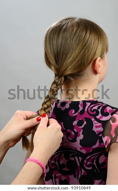 Making Hair Braid Little Girl Stock Photo Edit Now 93910849