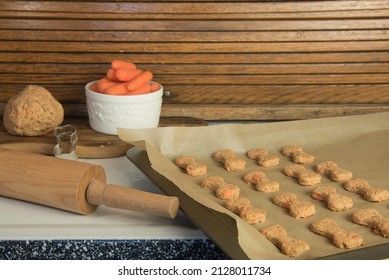 Making Homemade Puppy Treats. Bone Shaped. 